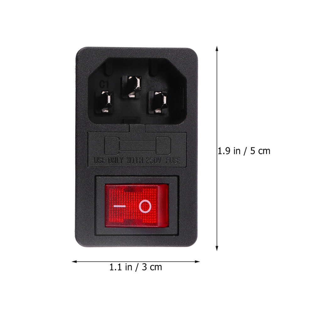 AC Power Socket 3-Pin Electrical Outlet 10A 250V Power Inlet with Light