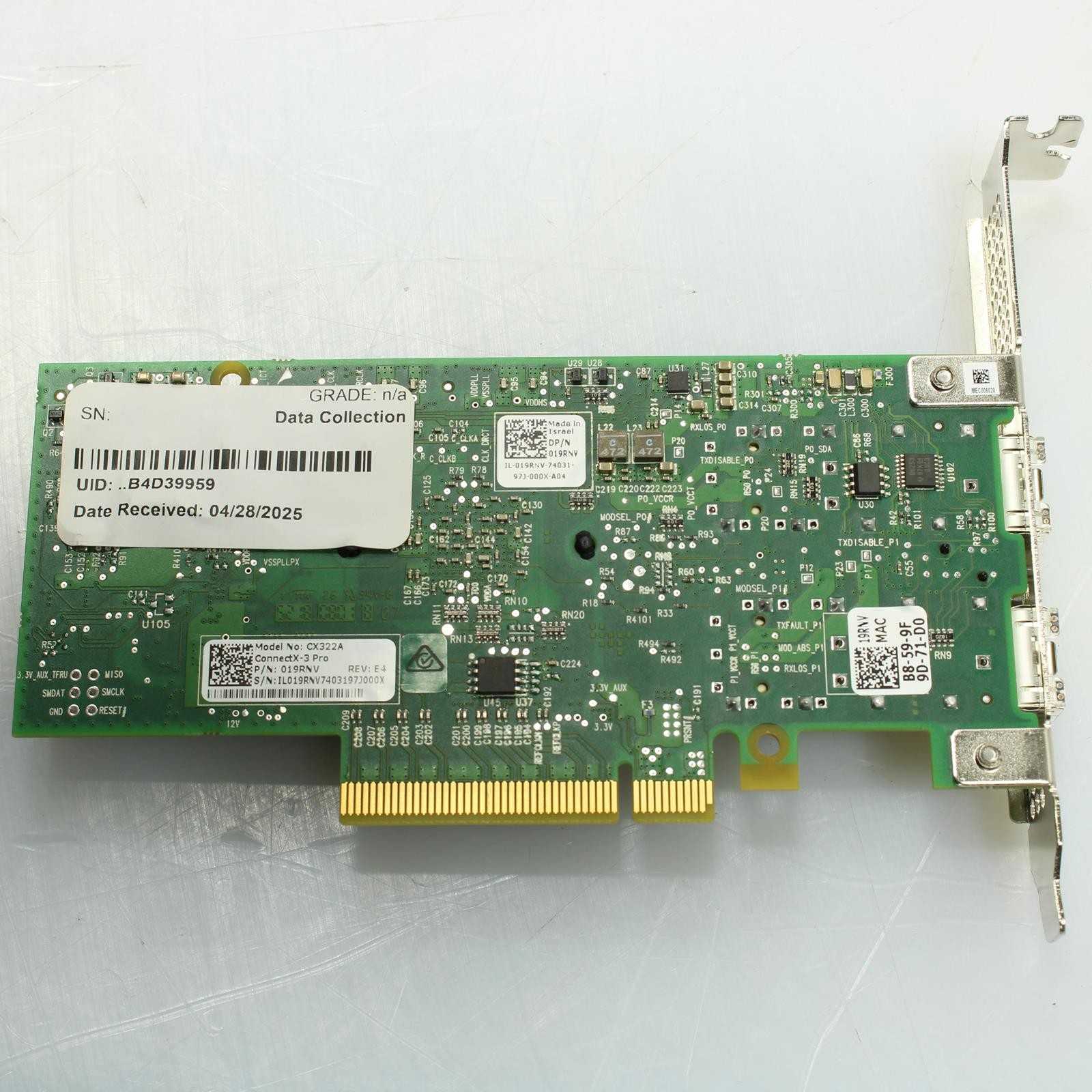 Dell Mellanox CX322A ConnectX-3 Pro 2-Port 10Gbps PCIE Network Card P/N: 019RNV