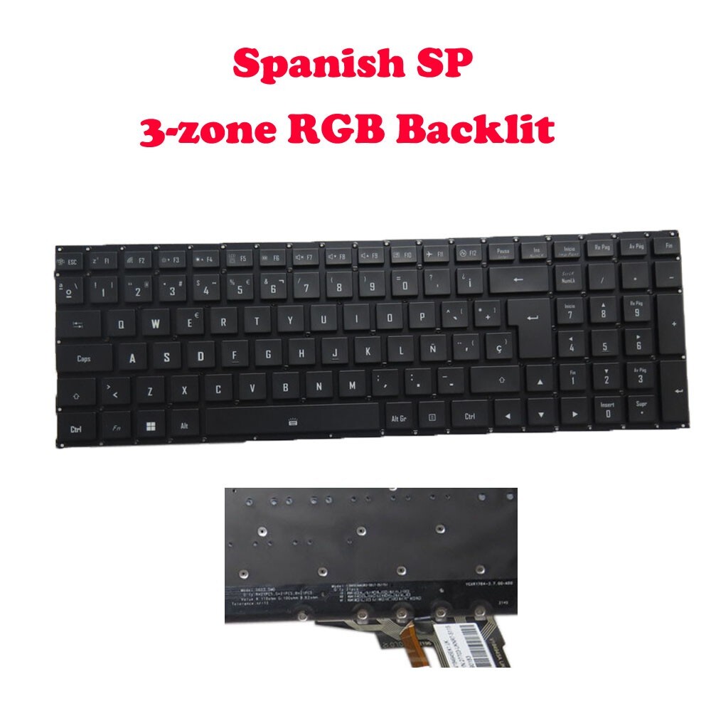 3-zone RGB Backlit Keyboard For Gigabyte For AORUS 17X XES YES 12th Gen Spanish
