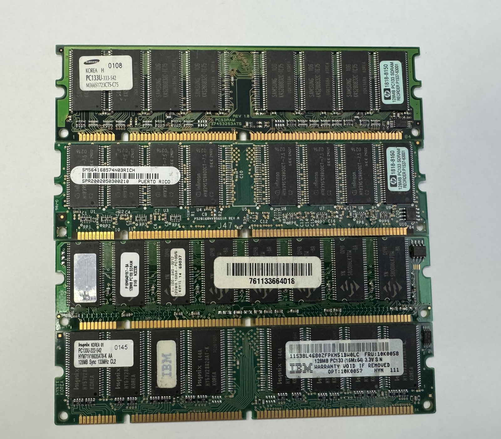 128MB PC133 168 pin SDRAM DIMM Non-ECC Unbuffered 3.3v SPD Desktop Memory RAM