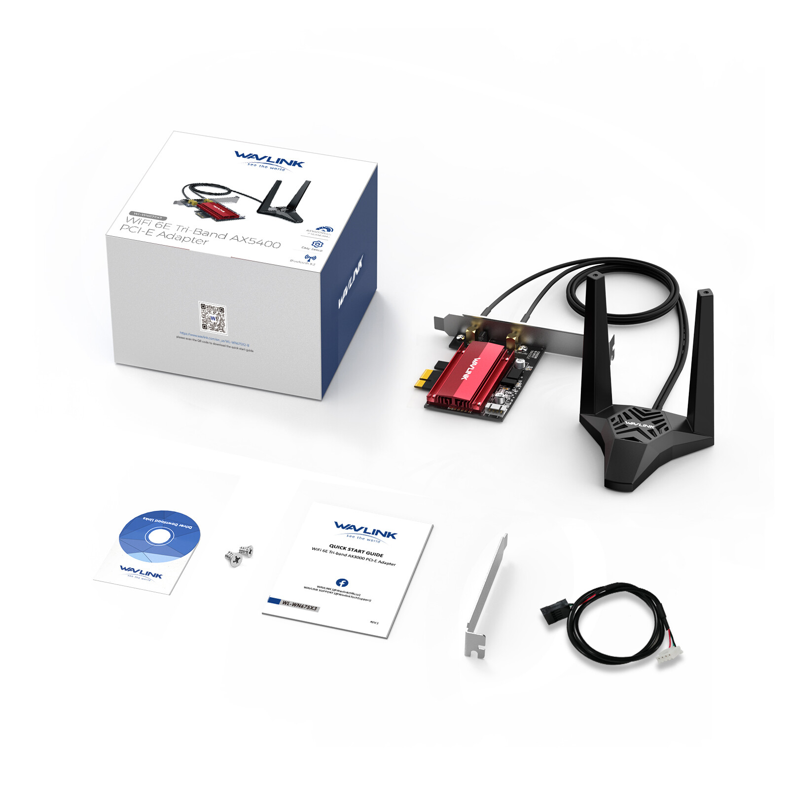 Wavlink PCIe Wifi Card PCI-E WiFi 6E Adapter Bluetooth5.2 Intel AX210 3000Mbps