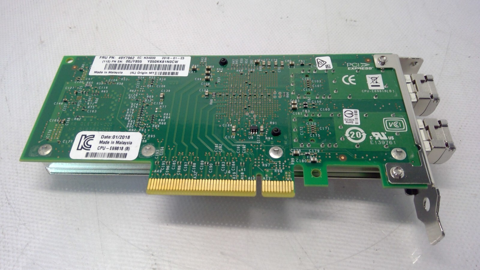 IBM Intel 49Y7962 X520-DA2 SFP+ Server Network Adapter Card (2SFP) LOW