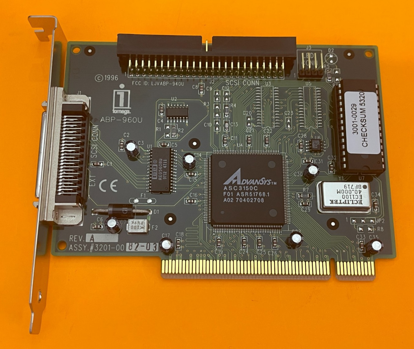 IOMEGA ABP960U PCI JAZ JET ULTRA SCSI CARD PREOWNED VINTAGE SEE DESCRIPTION***