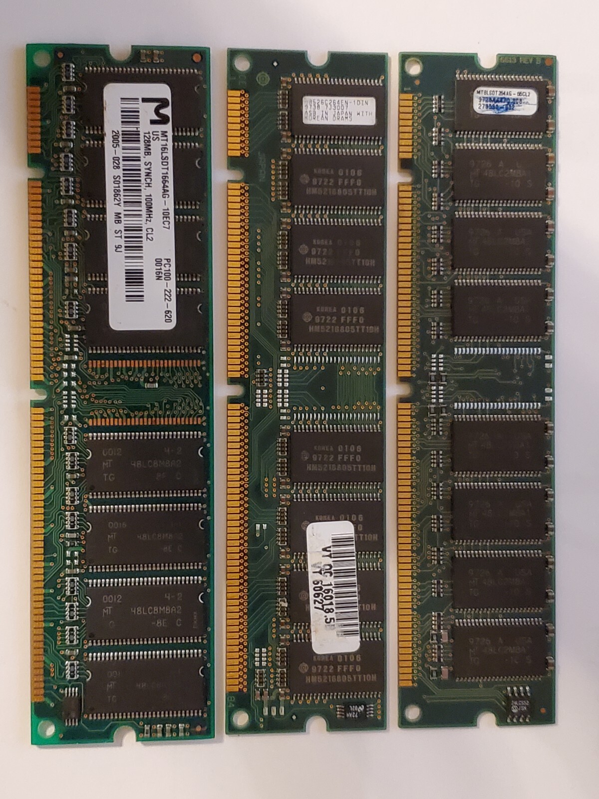3 Ram Chips Pc100 Unknown Brand