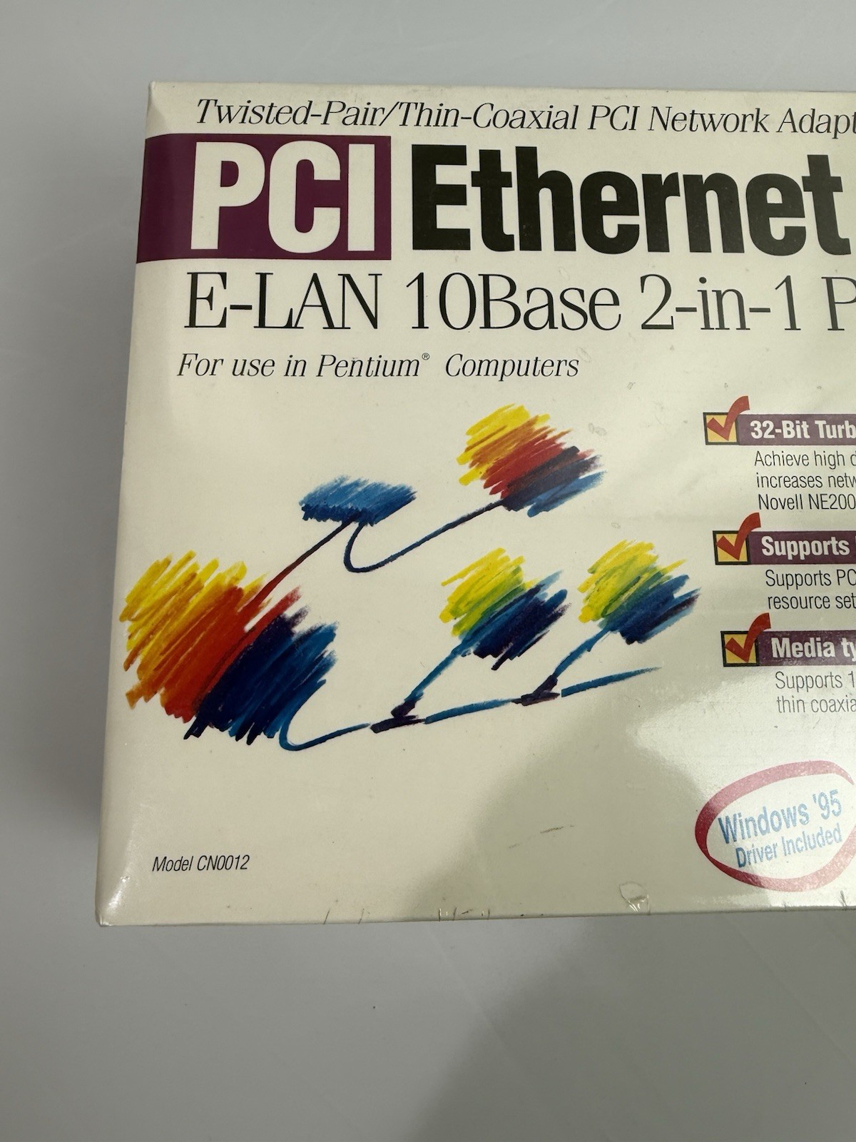 Vintage SIIG PCI Ethernet E-LAN 10Base 2-in-1 Adapter CN012 New Sealed Box