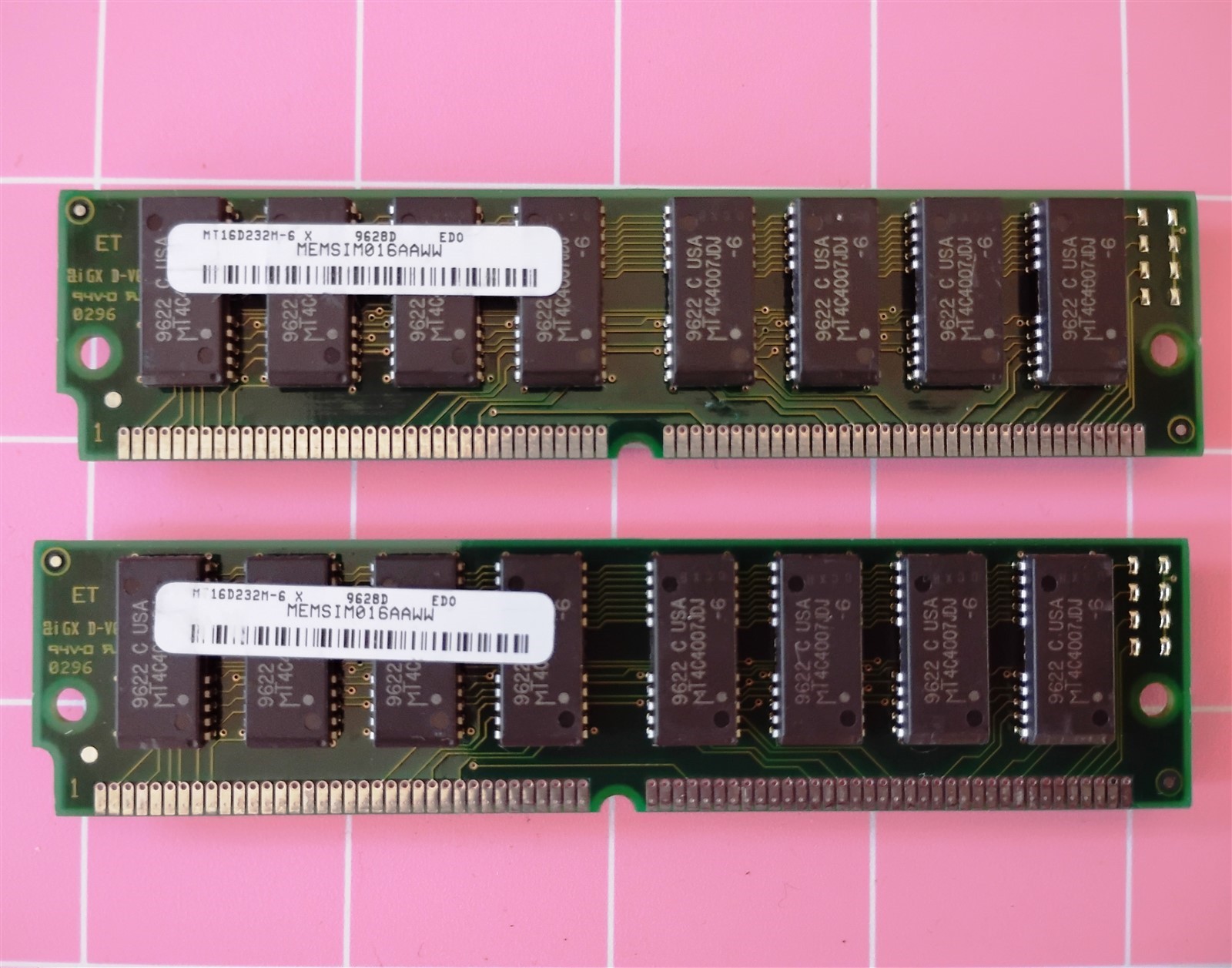 16MB 2x8MB EDO 60ns Gateway MEMSIM016AAWW 2Mx32 72-Pin Vintage Desktop RAM Kit