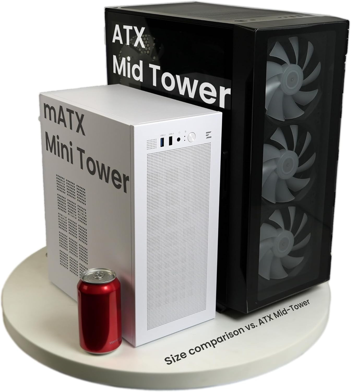 Sleek Mini Tower Case for Micro-ATX and Mini-ITX – White