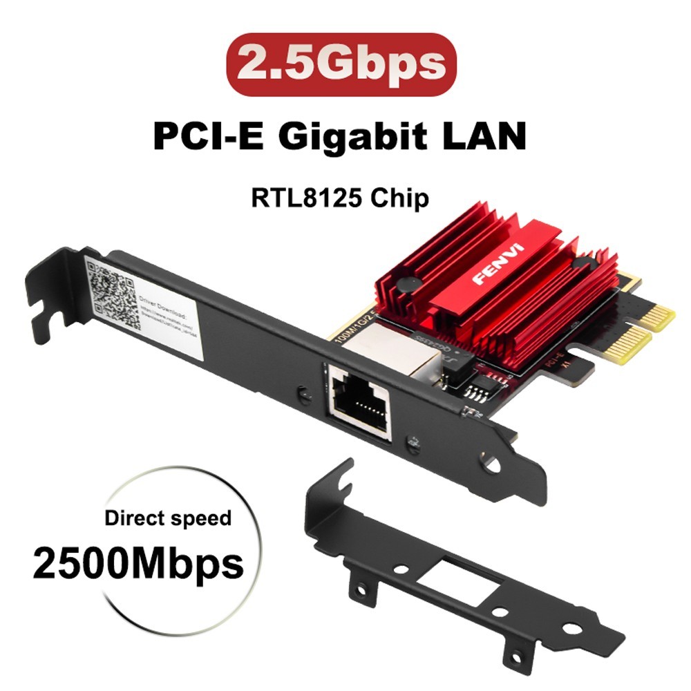 RTL8125 2.5G PCIe Ethernet Card 2500Mbps RJ45 LAN Adapter Low-Profile for Gaming