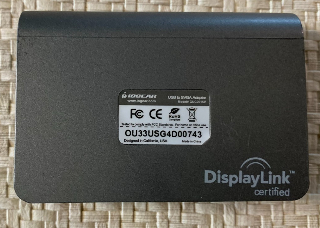 External VGA Video Card IOGEAR USB 2.0 External VGA Video Card GUC2015V – USED