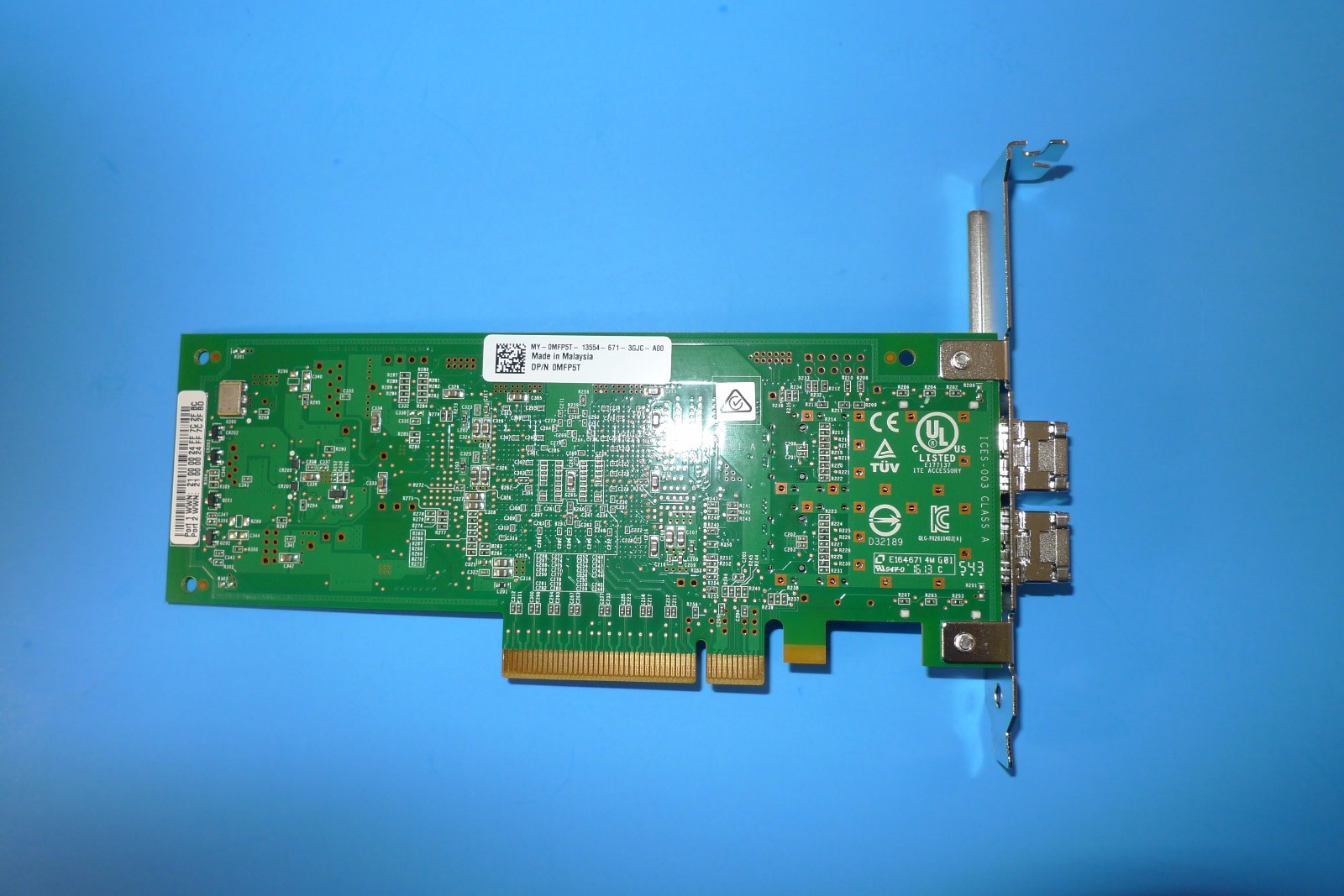 QLogic Dual Fiber Channel PCIe Card +2 SFP Transceiver FTLF8528P3BCV-QL MFP5T