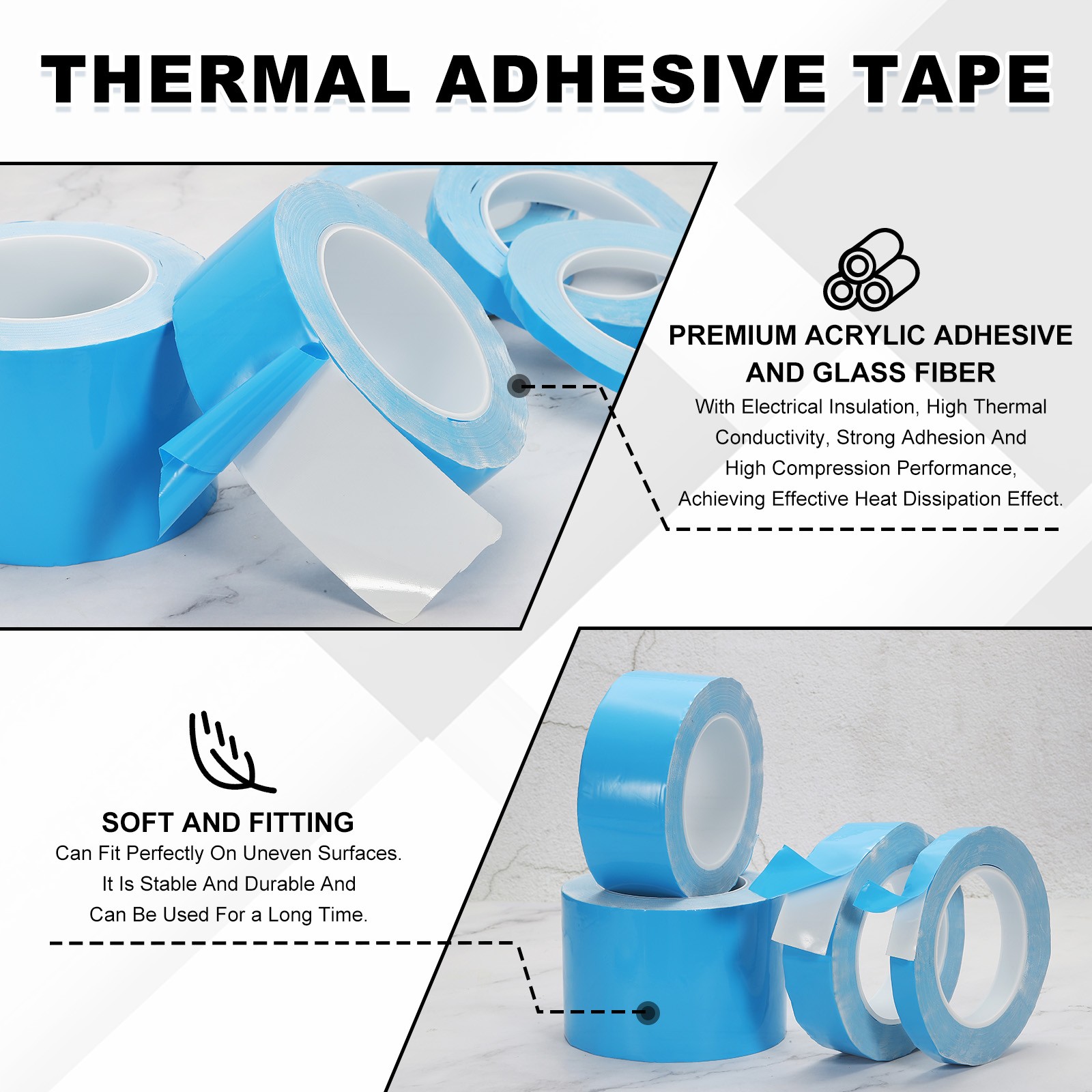 25mx12mmx0.2mm Thermal Adhesive Tape Double Side Adhesive Thermal Tape