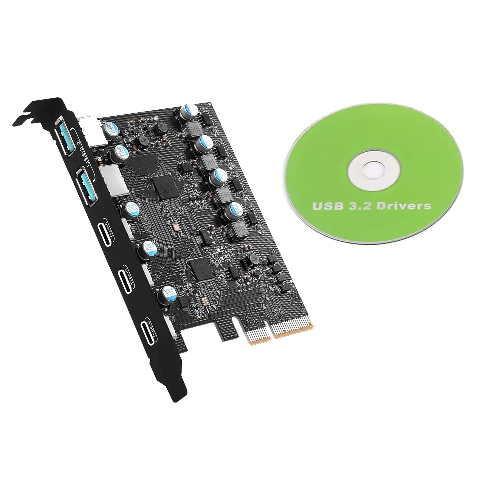 Desktop Expansion Card 20 Gbps Bandwidth 5 Ports( 2*USBA 3*USBC) For Win 7/8/10