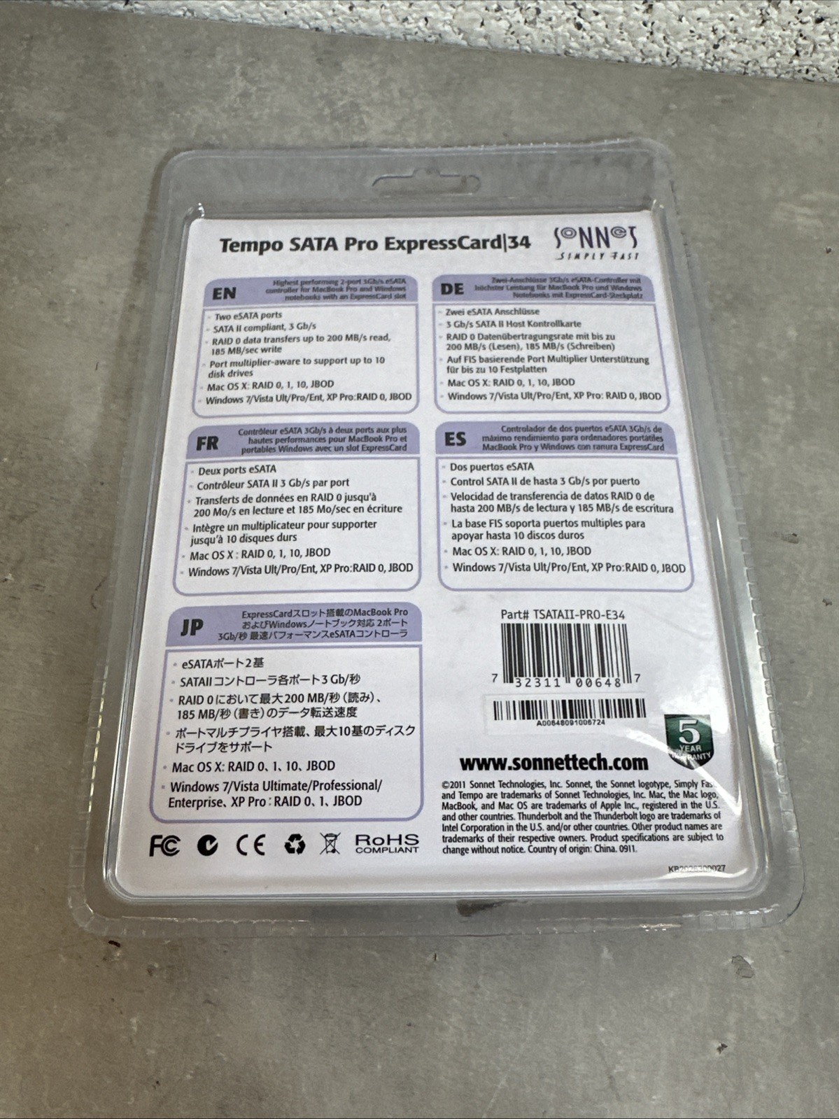 NEW – Sonnet Tempo SATA Pro ExpressCard/34 – 2-Port 3Gb/s eSATA Host Controller
