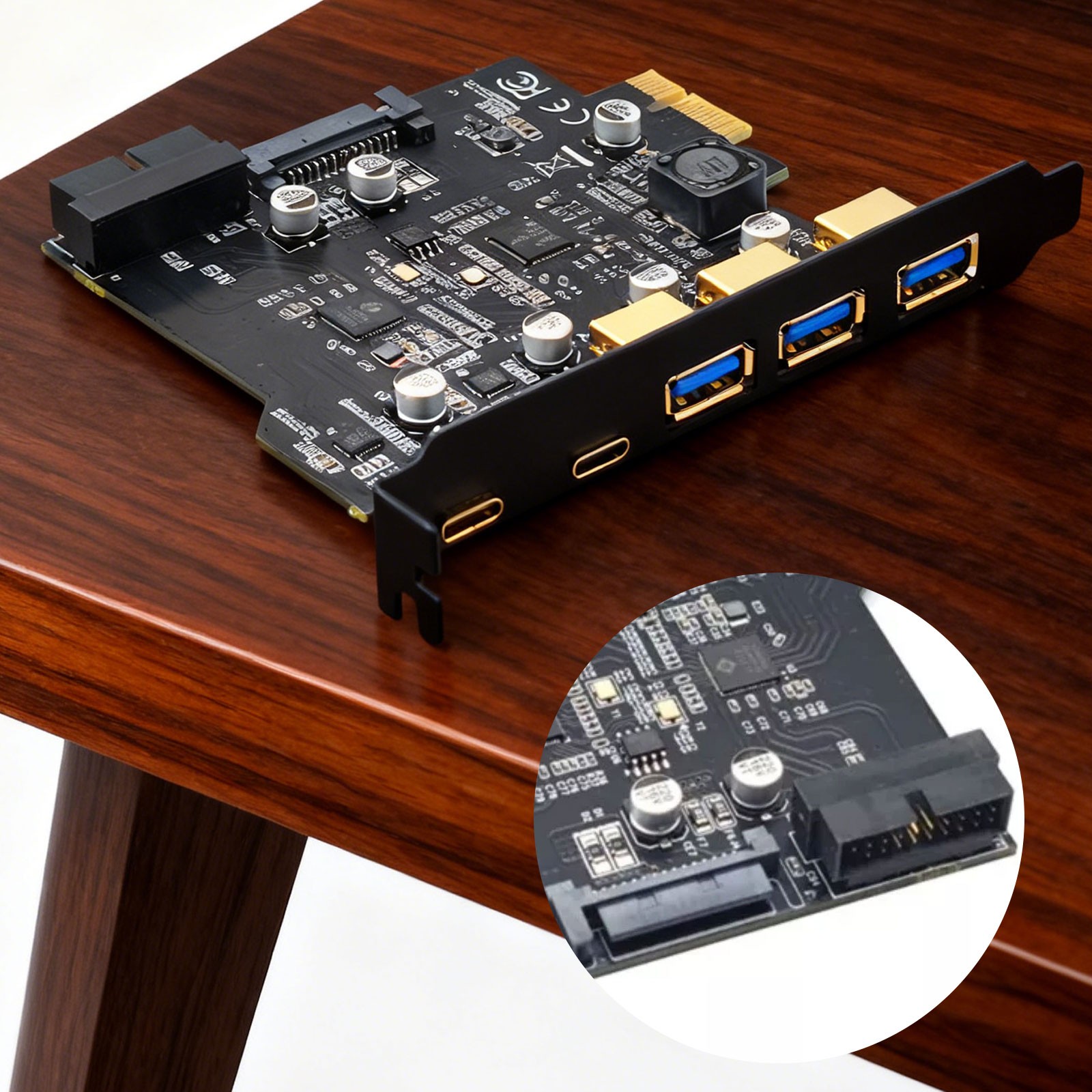 USB3.2 GEN1 PCI-E Expansion Card 5 Ports 2*Type-C 3*USB-A 19 Pin Connector 5Gb31