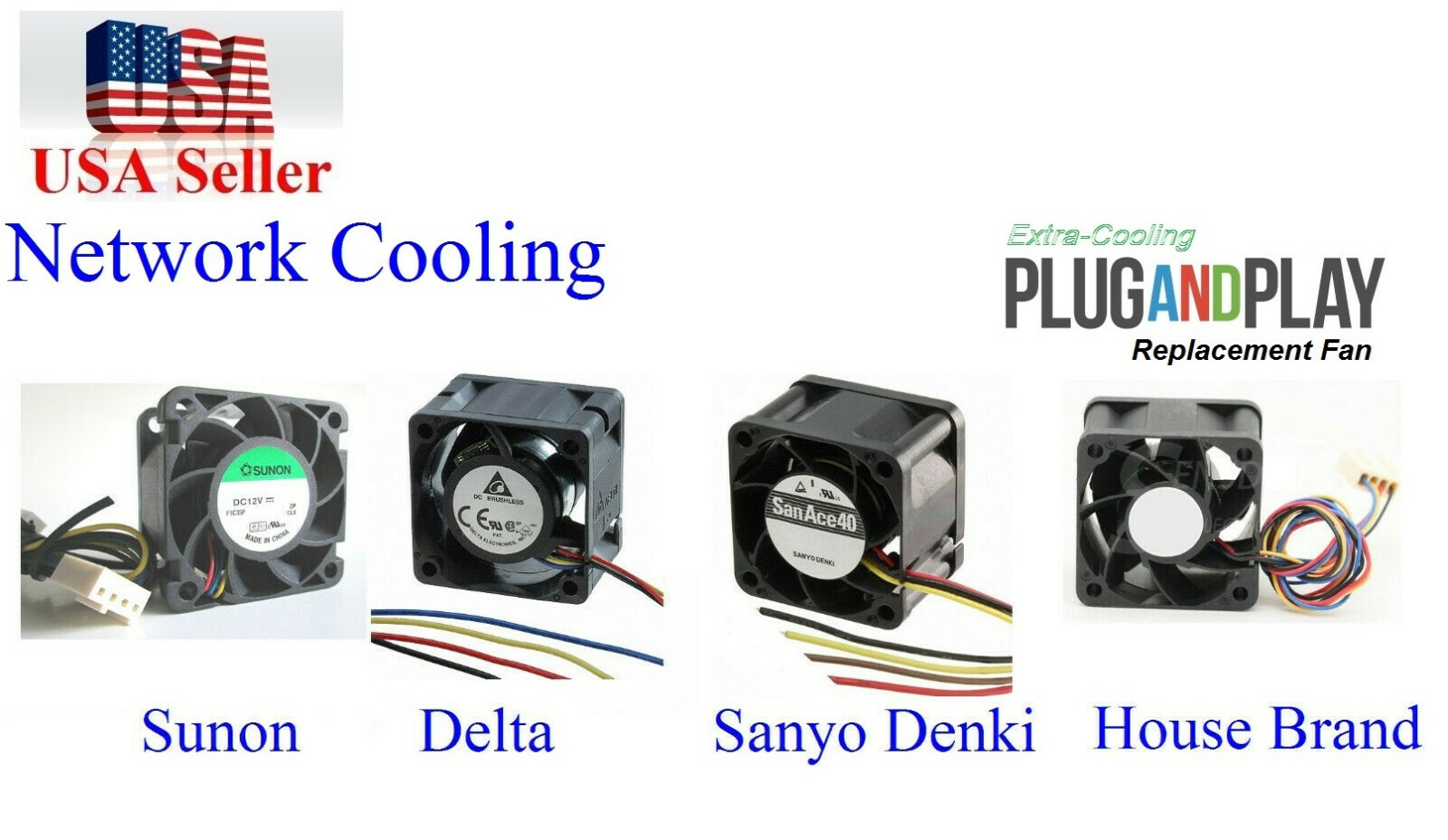 **Quiet** version 2x new replacement fans for Netgear XS712Tv2 XS712T XS716T