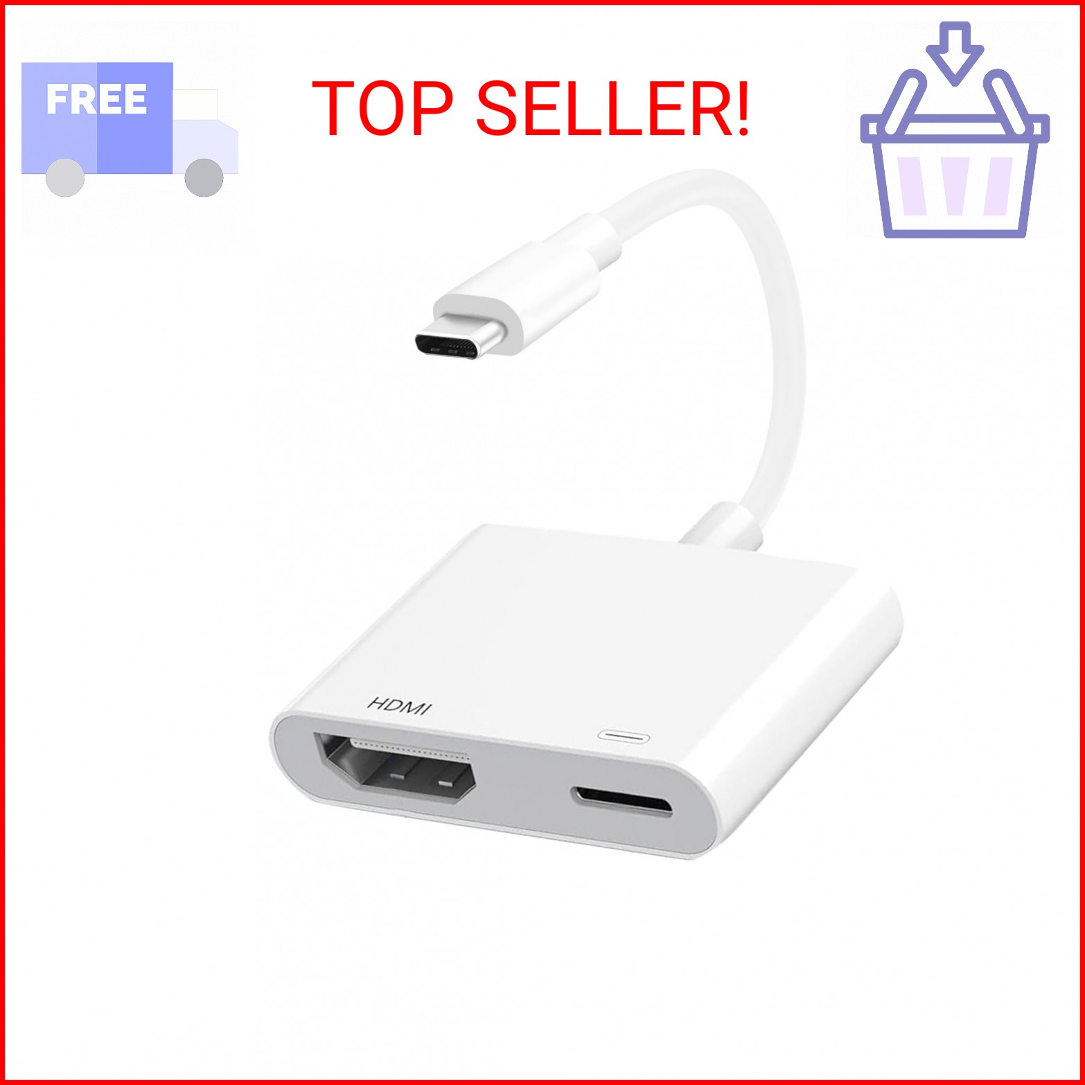 USB C to HDMI Adapter for iPhone 17/16/15 to TV, Type C Digital AV HDMI Adapter