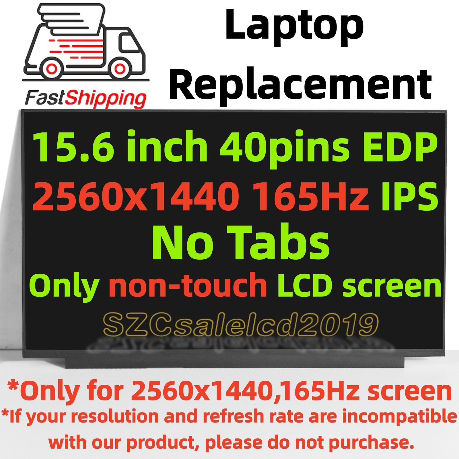 15.6″ 2560 x 1440 40 Pins 165Hz IPS LCD Screen Display N156KME-GNA NE156QHM-NY4