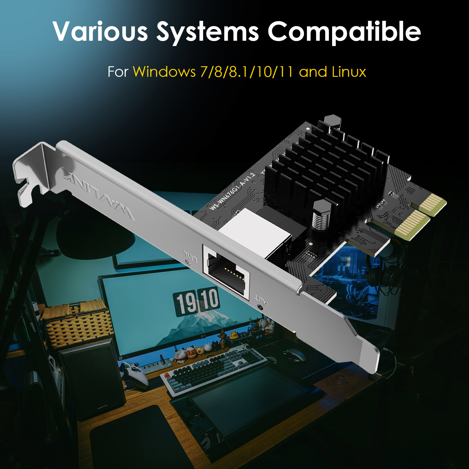 2500/1000/100Mbps 2.5G Base-T PCIe Network Card PCI Express Ethernet Adapter