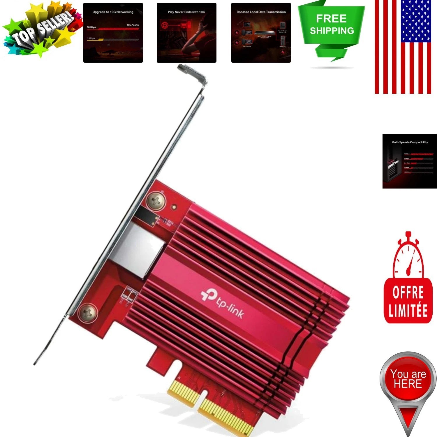 Upgrade to 10 Gbps with PCIe Network Card – Ethernet Adapter and Cable Included