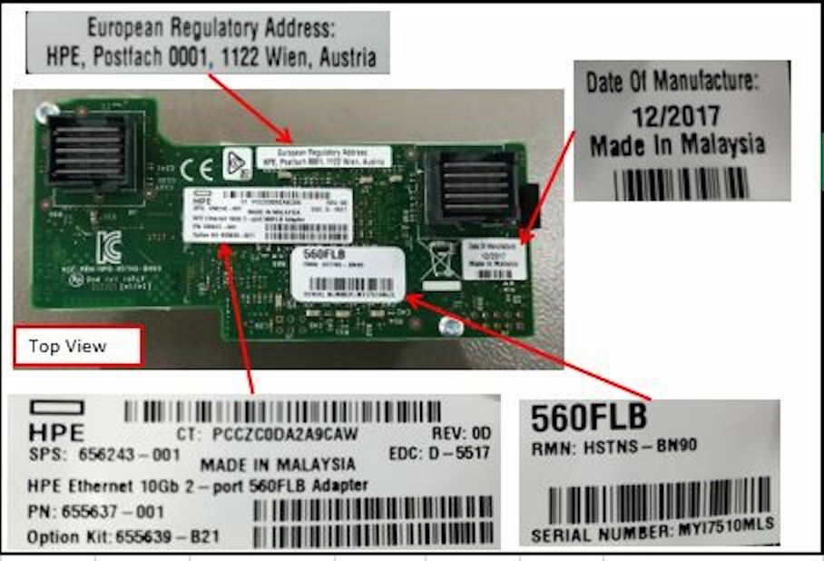 655639-B21 I HP Ethernet 10Gb 2-Port 560FLB Adapter Flexible LOM 656243-001