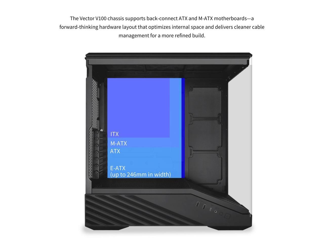 Lian Li V100 ATX Mid-Tower PC Case, 4 x 120mm ARGB PWM Fans Pre-Installed, LED