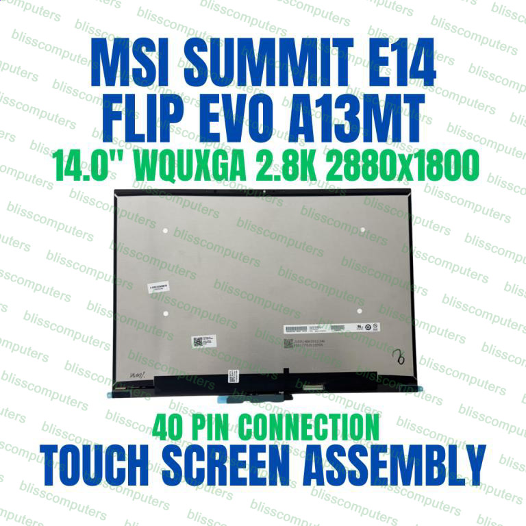 14″ LCD Touch Screen Assembly MSI Summit E14 Flip EVO A13MT QHD+ 2880X1800