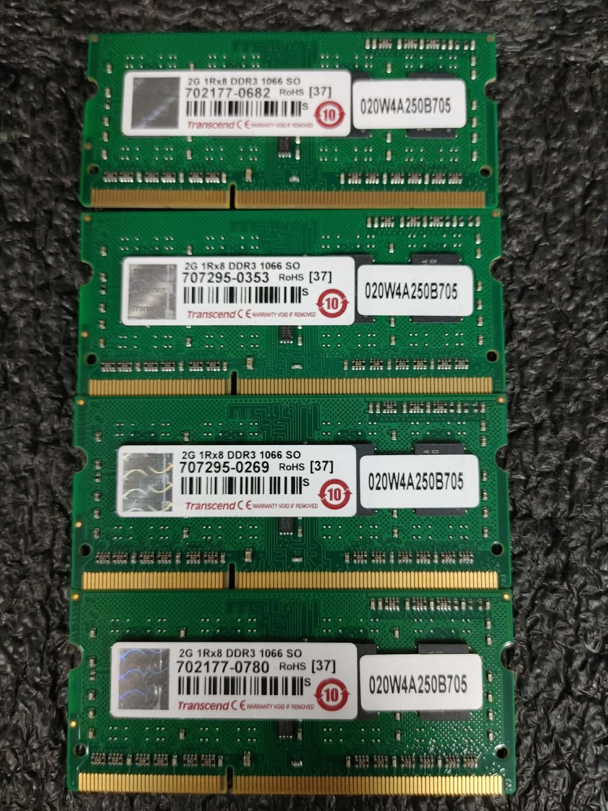 Lot 4 Transcend 2GB 1Rx8 PC3-8500 DDR3-1066 SO-DIMM non-ECC Desktop Memory