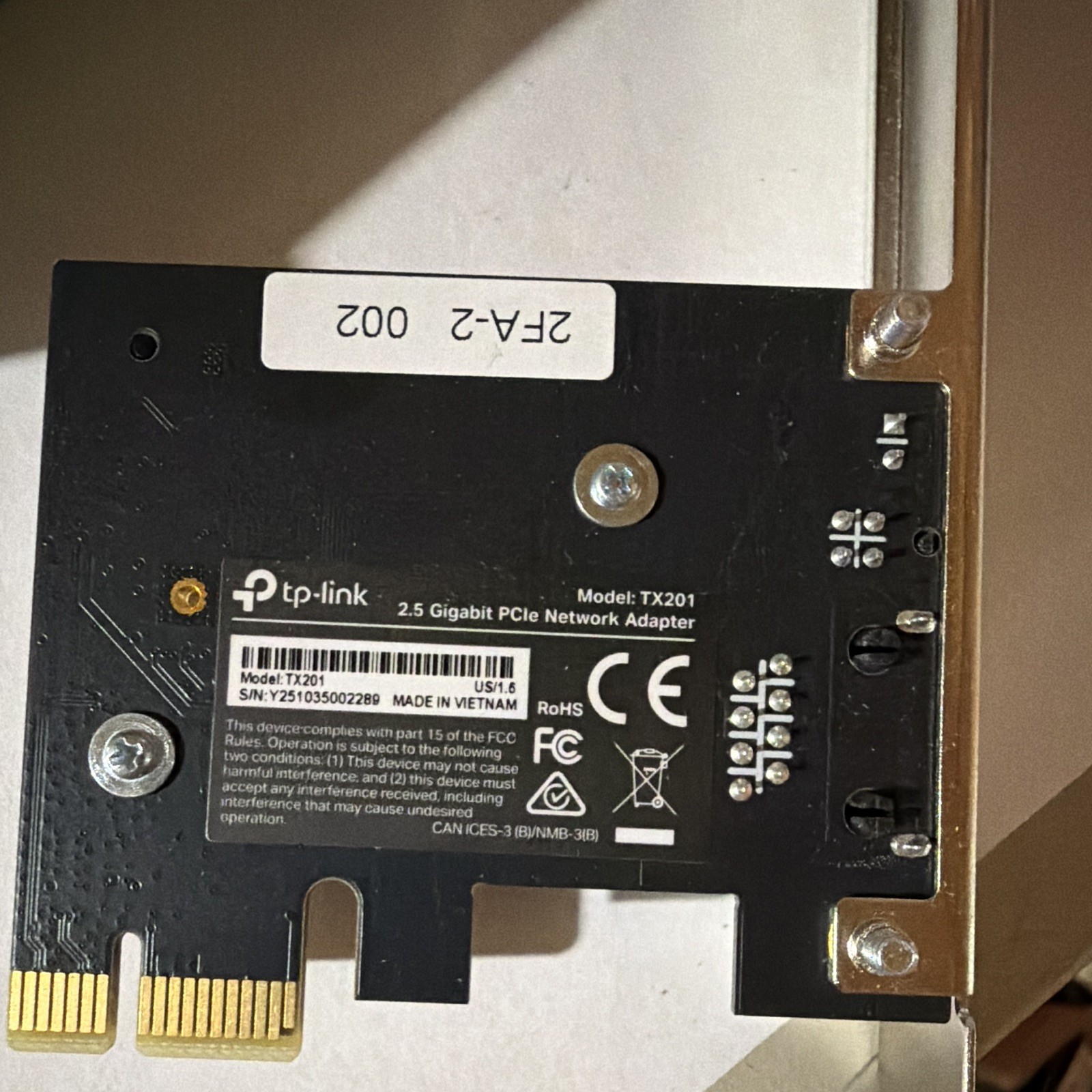 TP-LINK TX201 2.5GbE PCIe Network Adapter PCI Express x1 RJ-45 1-Port