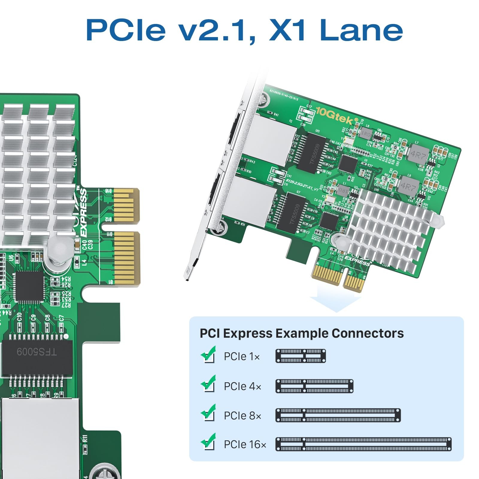 H!Fiber 2.5Gbase-T PCIe NIC with Realtek RTL8125 Chip, 2.5Gb Network Card, 25…