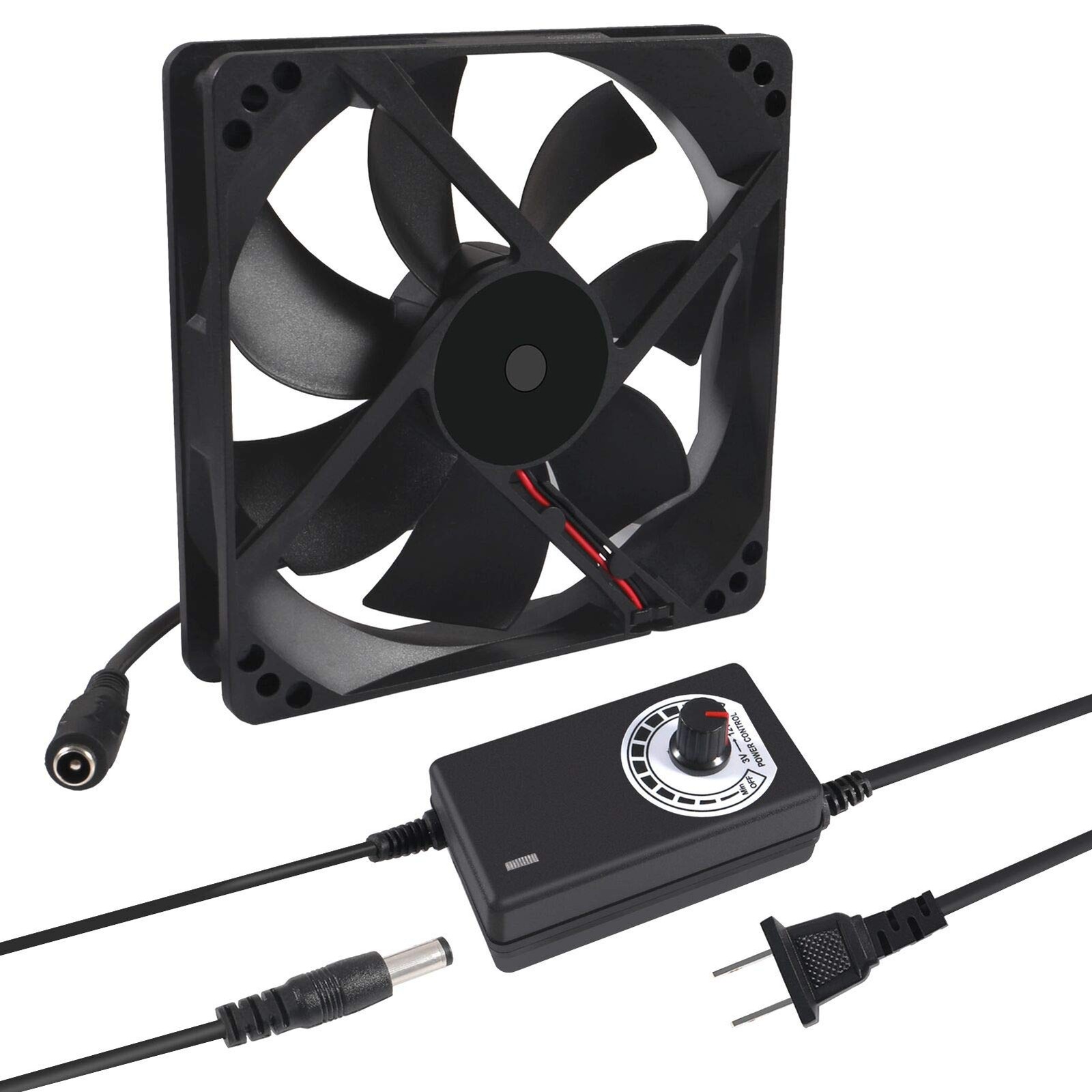 120mm x 25mm 110V 220V AC Powered Cooling Fan with Speed Controller 3V to 12V
