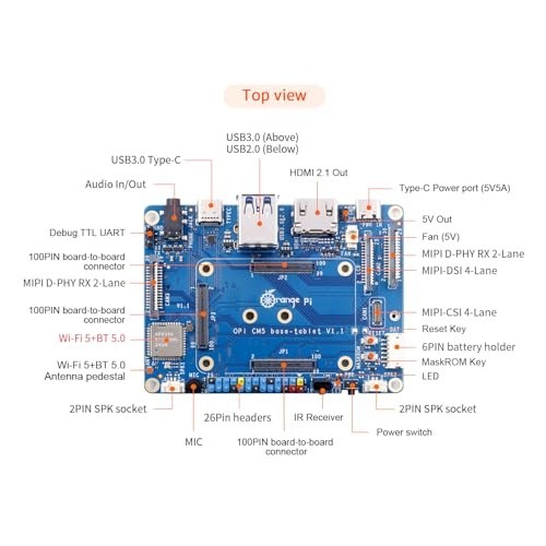 Orange Pi CM5 Baseboard, M.2 Slot, WiFi 5.0, Bluetooth 5.0, Compatible with CM5