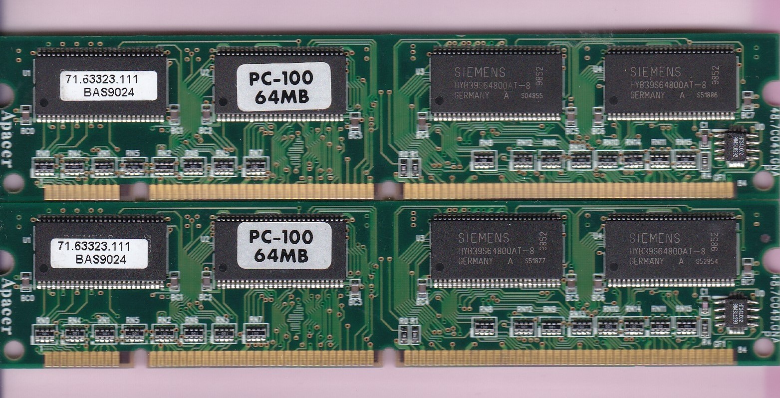 128MB 2x64MB PC-100 SIEMENS BAS9024 APACER 71.63323.111 Ram Kit PC100 3.3V 8Mx64