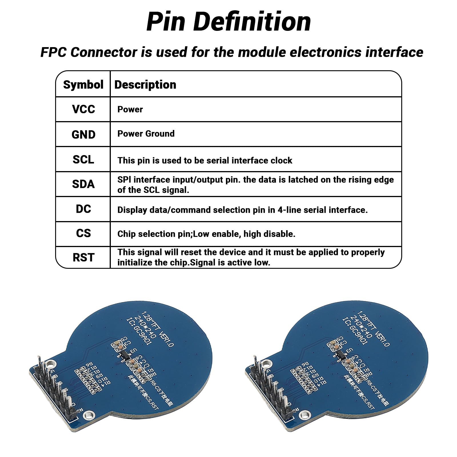 2Pcs 1.28 Inch LCD Round Screen TFT Display Board GC9A01 Driver 1.28″ TFT LCD…