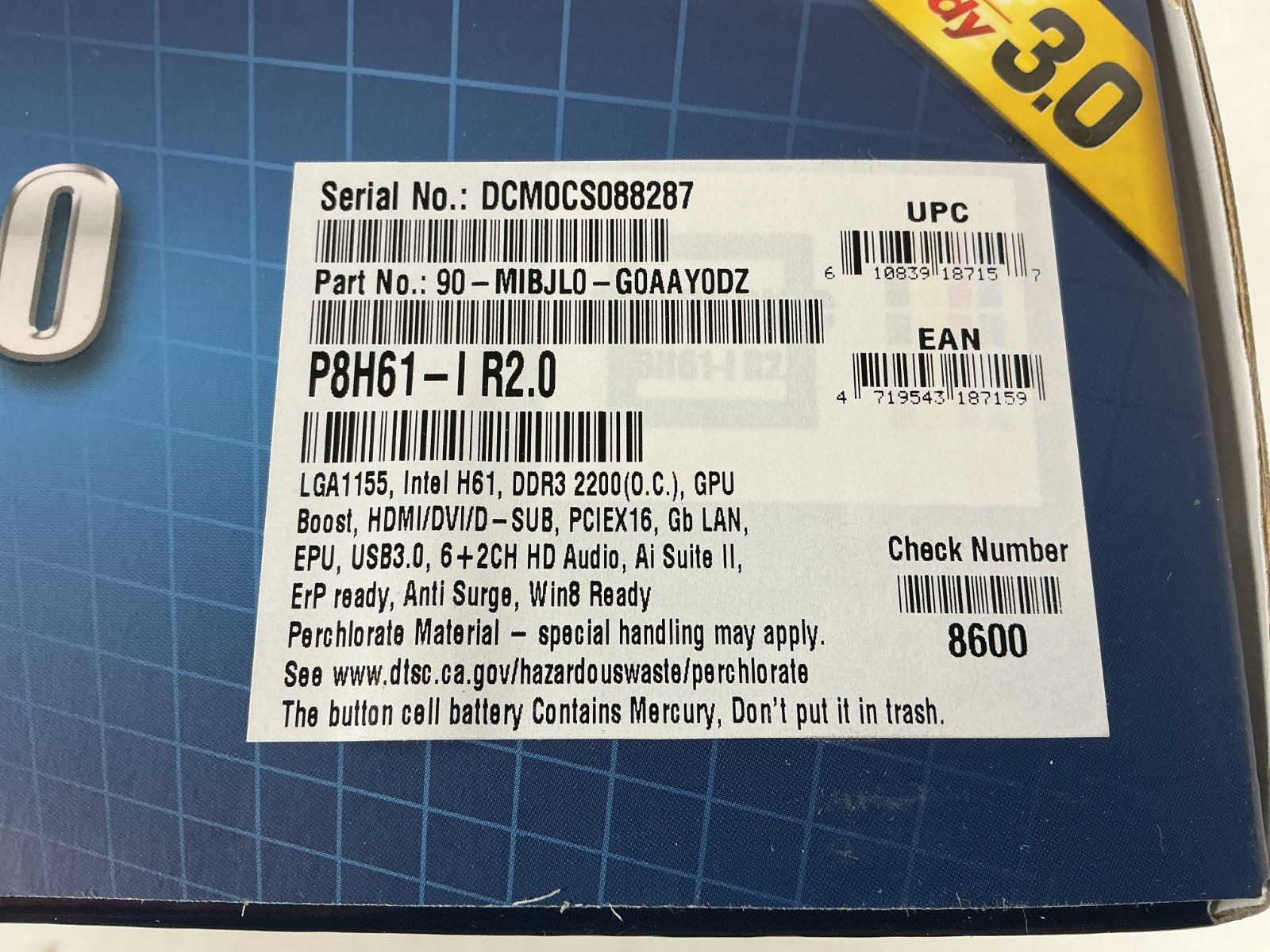 ASUS P8H61-I R2.0 Mini-ITX LGA 1155 DDR3 – P8H61-I R2.0