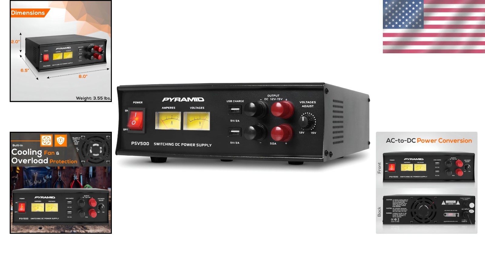Adjustable DC Voltage Power Supply with USB Ports