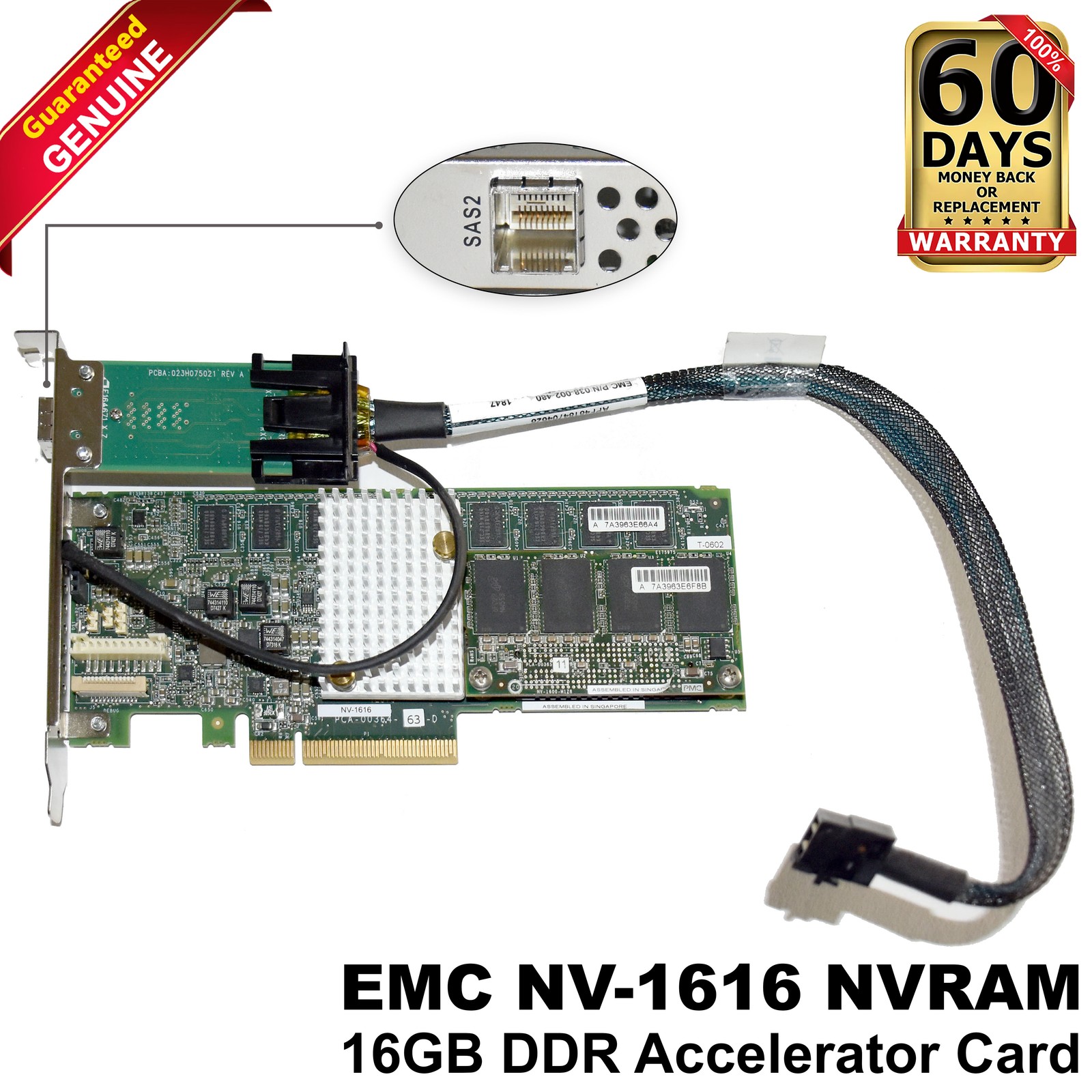 EMC PCA-00364 NVRAM 16GB DDR Mini-SAS HD PCIe 3.0 x8 Accelerator Card NV-1616