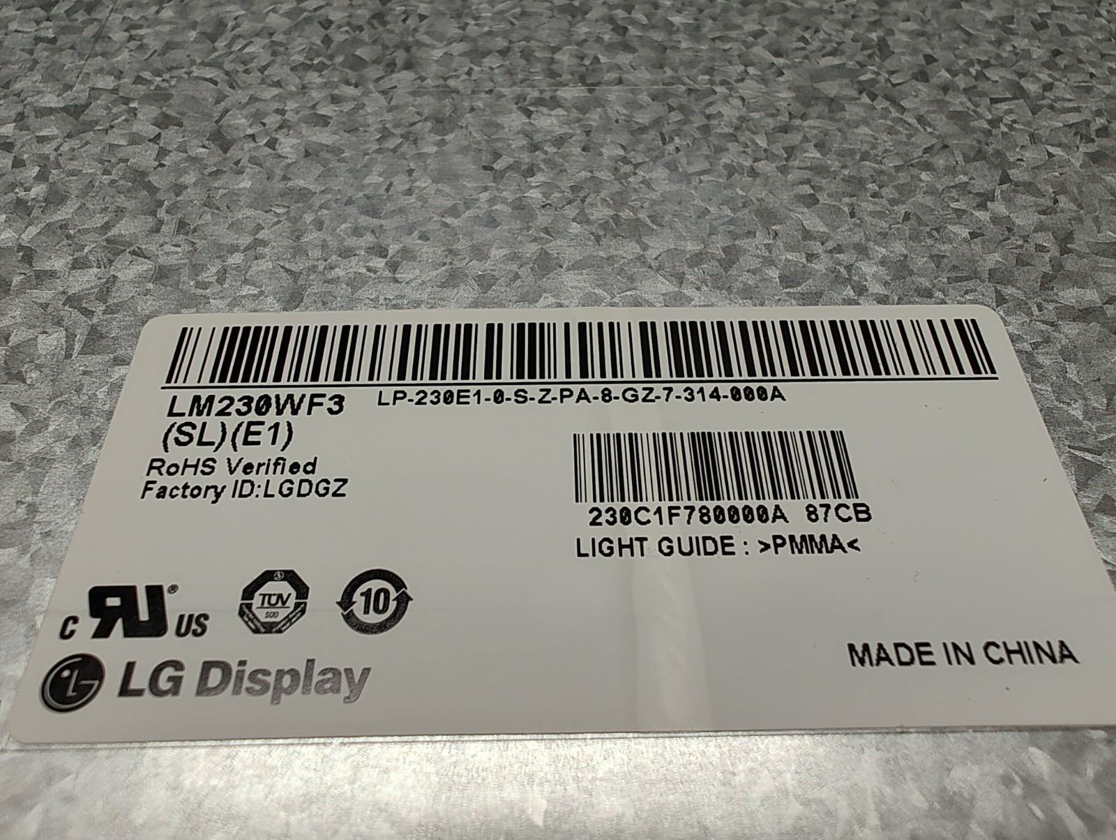 LG 23″ LM230WF3 (SL)(E1) 1920 X 1080 LCD Panel Display Screen Lenovo FRU 03T6477