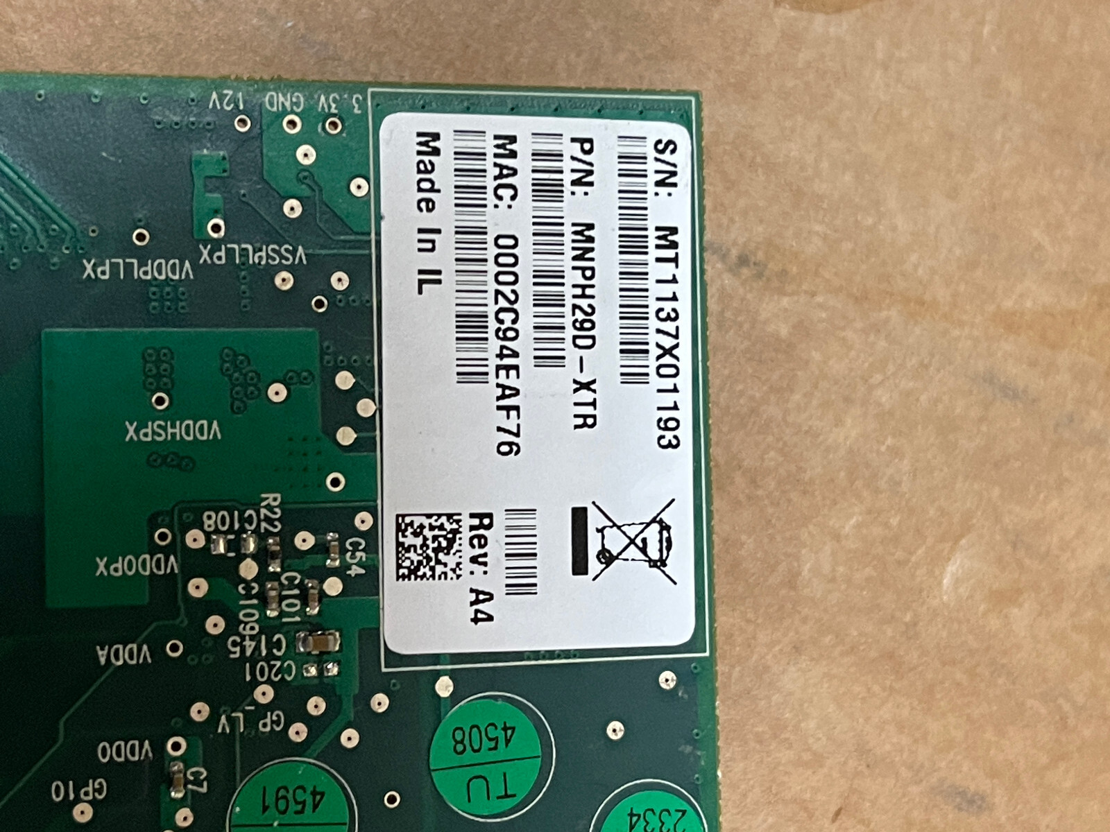 MNPH29D-XTR MELLANOX 10Gbe ETHERNET DUAL PORT CONNECTX-2 SFP+ 5.0GT/S