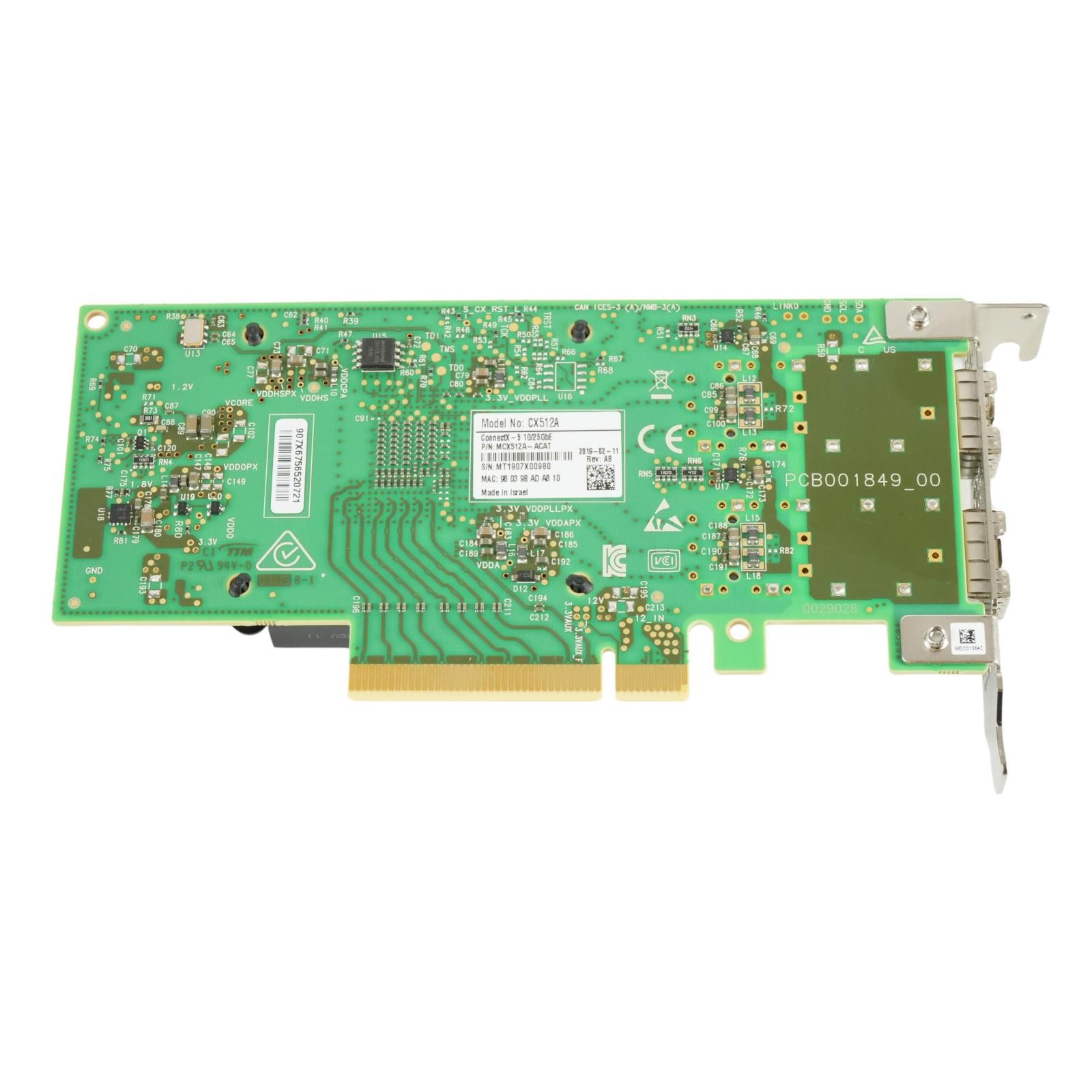 Mellanox MCX512A-ACAT ConnectX-5 EN 10/25GbE 2-Port SFP28 PCIe 3.0 x8 NIC SFF