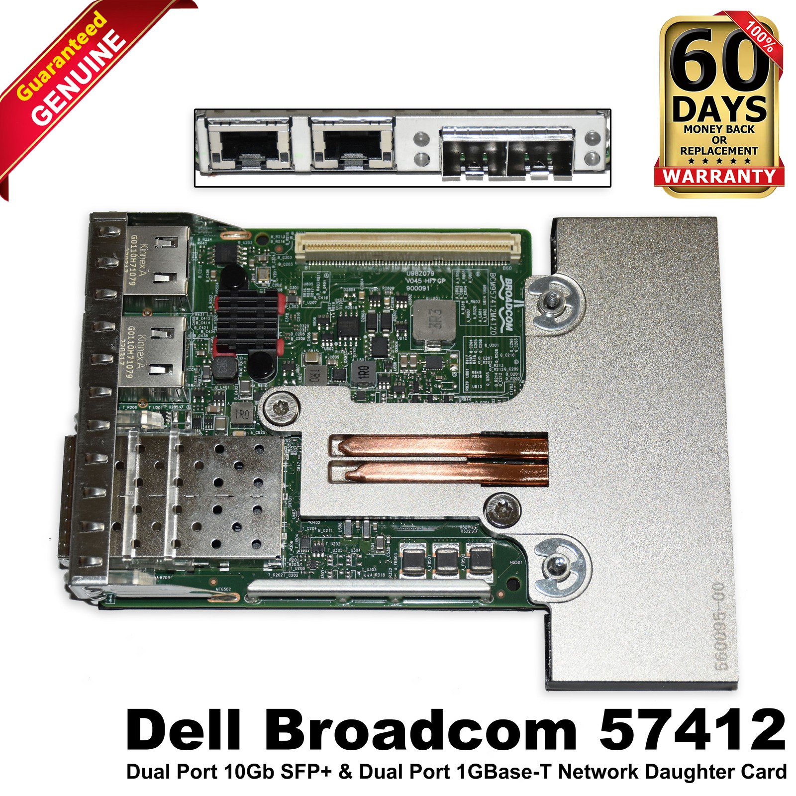 Dell Broadcom 57412 2x10GbE SFP+ & 2x1GbE RJ45 RNDC Network Daughter Card NWMNX