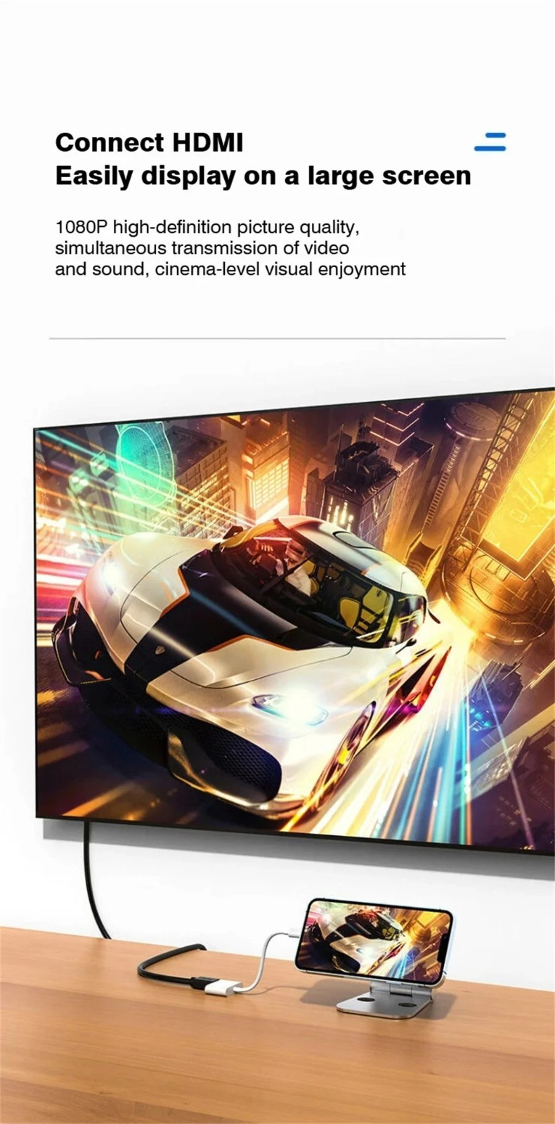 USB C to HDMI Adapter for iPhone 17/16/15 TV, Type C 4K@30Hz, White