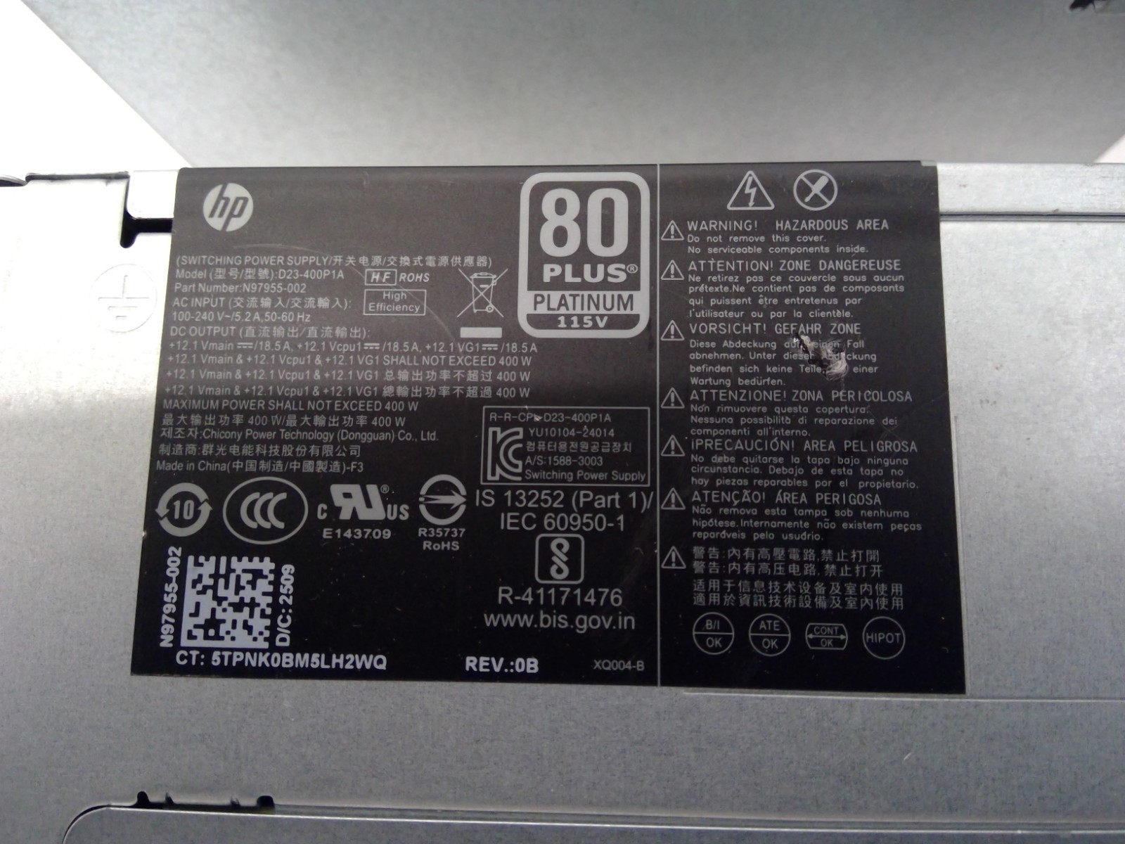 Genuine HP N97955-001 /002 400W Power Supply PA-3401-3HB Elite Tower 600 800 G9