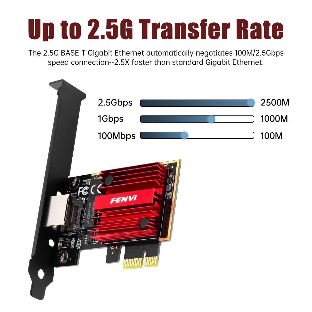 RJ45 Network Adapter Bracket 2.5GBps Desktop Gigabit Ethernet LAN PCI-e X1 Card