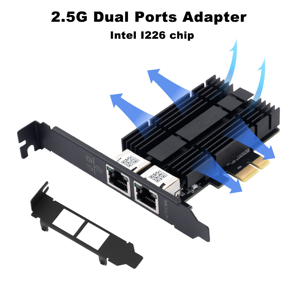 2.5Gbps Dual RJ45 Port with Intel I226 NIC for Gaming Ethernet Network Adapter