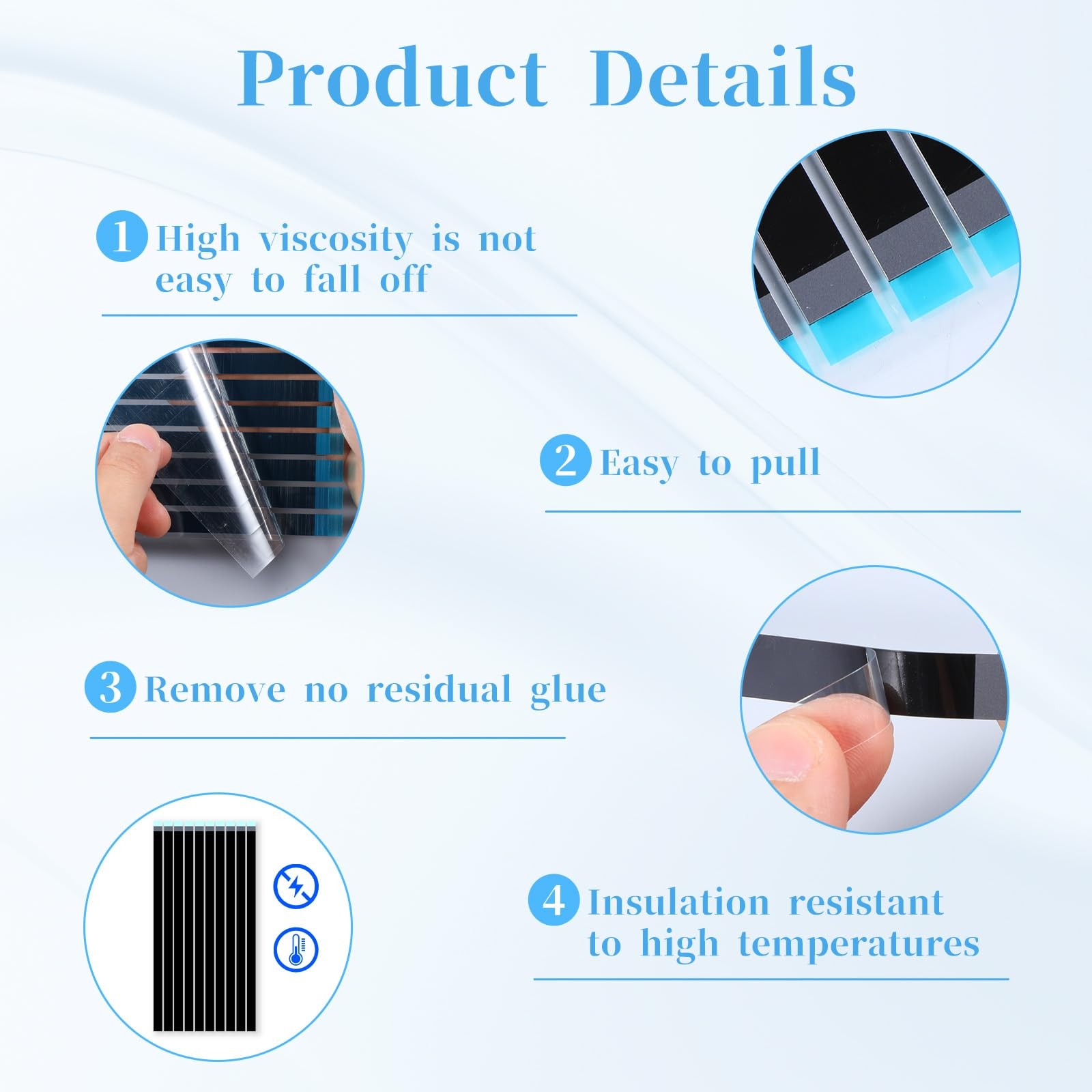 BOHUIZ 10 Pcs Laptop Screen Double Sided Tape for 20cm x 0.8cm x 0.3mm, Black