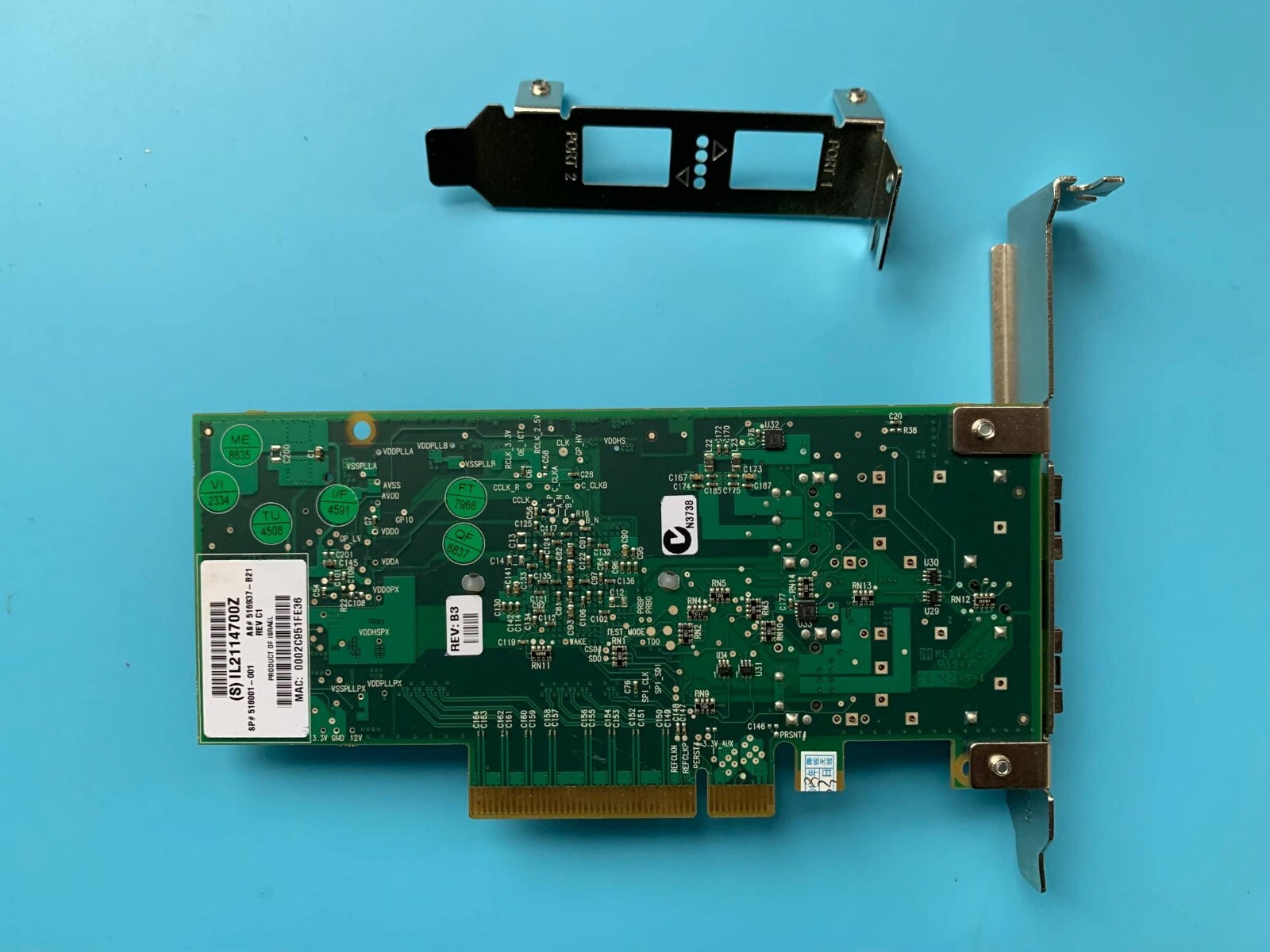 HP 518001-001 Mellanox 10 GbE PCI-e G2 Dual Port Network Card +2* SFP+ cable