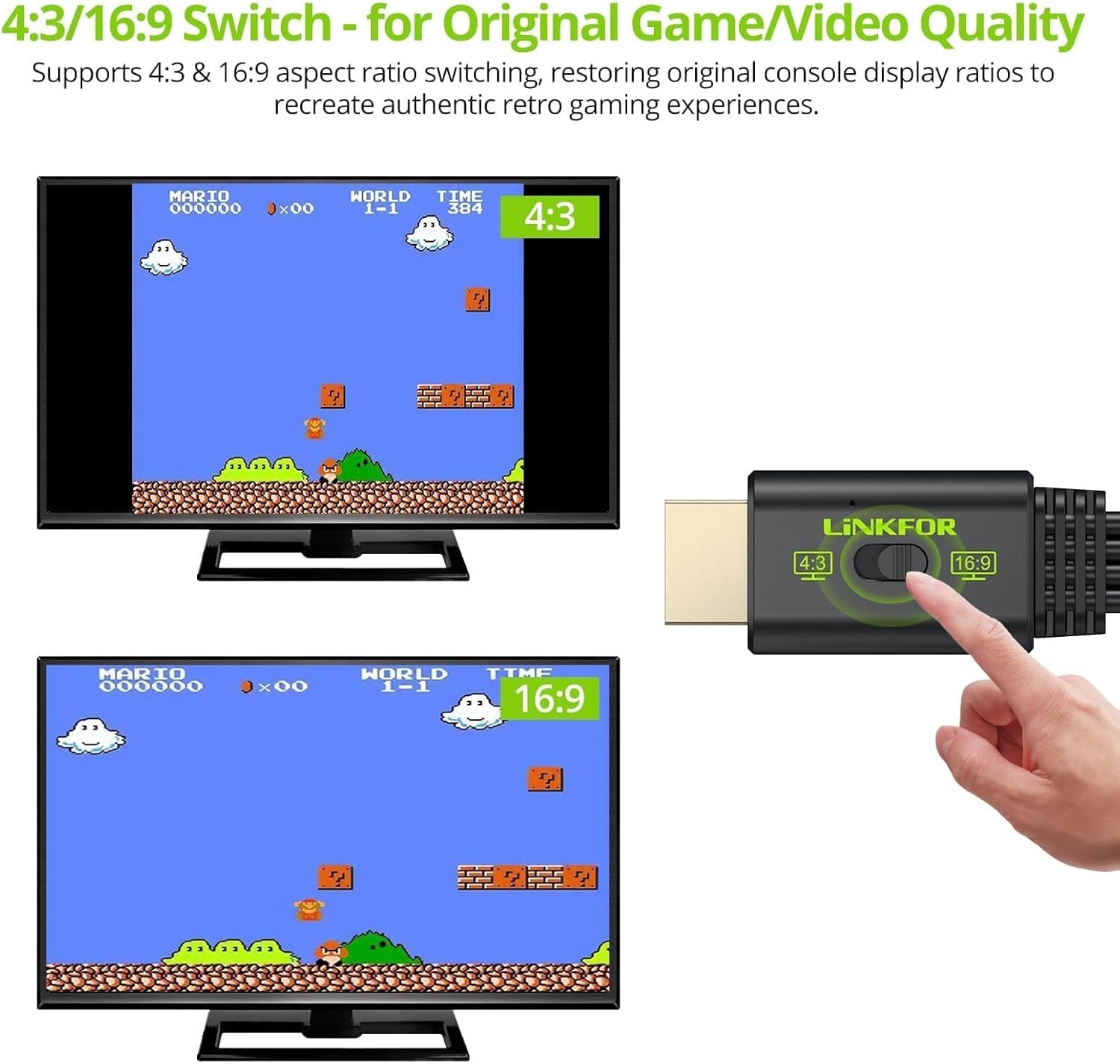 LiNKFOR RCA to HDMI Converter, 1080P AV 16:9/4:3…