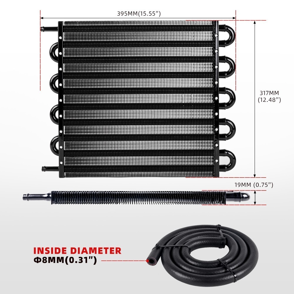 10 Pass Aluminum Remote 5/16″ Engine Oil Cooler Radiator w/Hose Mounting Kit