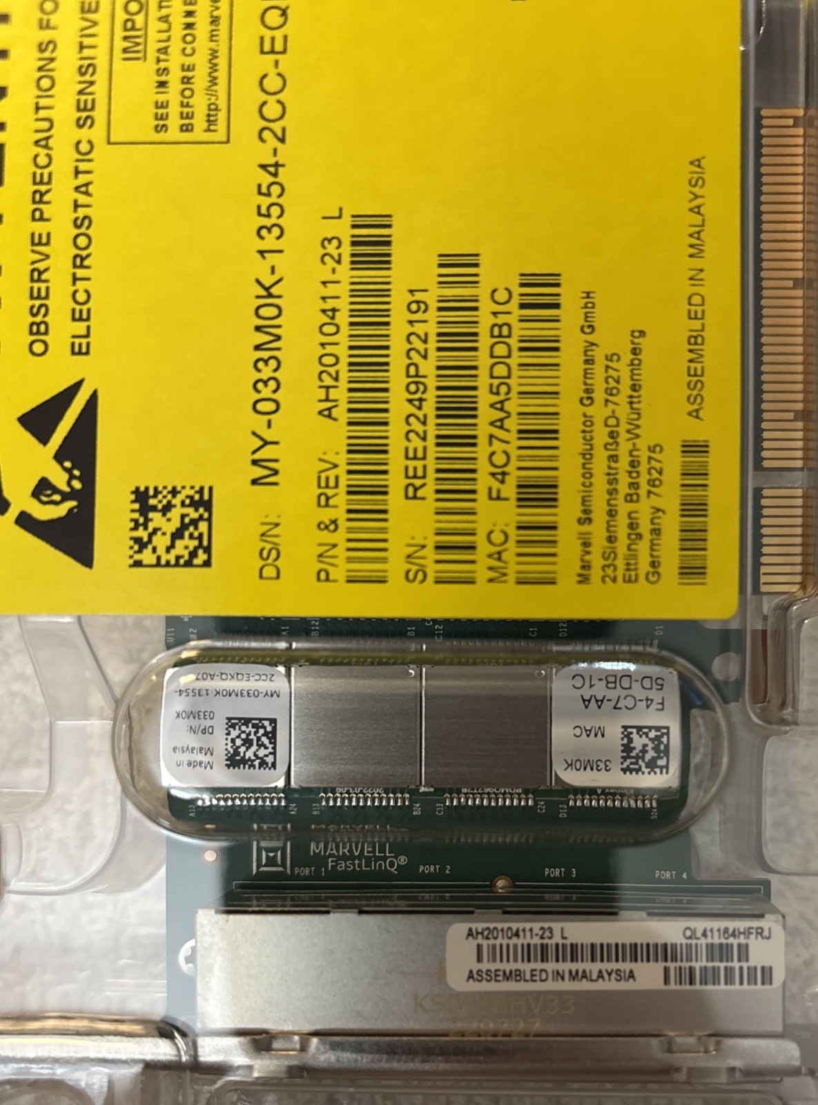 (2) Dell Qlogic QL41164HFRJ Quad Port 10GbE RJ-45 10GBase-T Network Card 33M0K