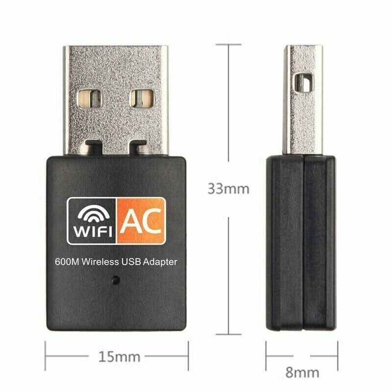 Mini Dual Band USB WiFi 600Mbps Wireless Adapter Network Card 2.4/5GHz 802.11 AC